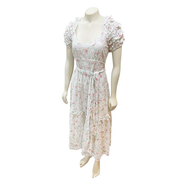 LOVESHACKFANCY  X Target Clementine White Eyelet Ruffle Dress Size 10 Cottage - Picture 5 of 14